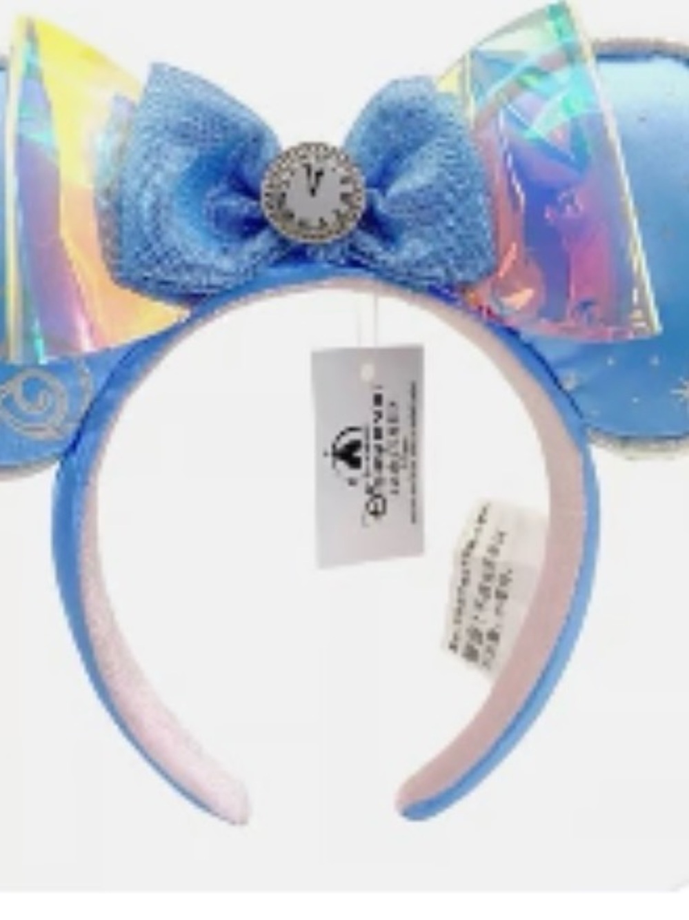 Cinderella mouse ears with Clock and iridescent Bow - Picture 3 of 5